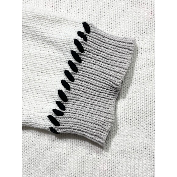 Lisa Todd White Love Stitch Sweater Size XL Pullover Heart Relaxed Colorblock - Picture 5 of 7